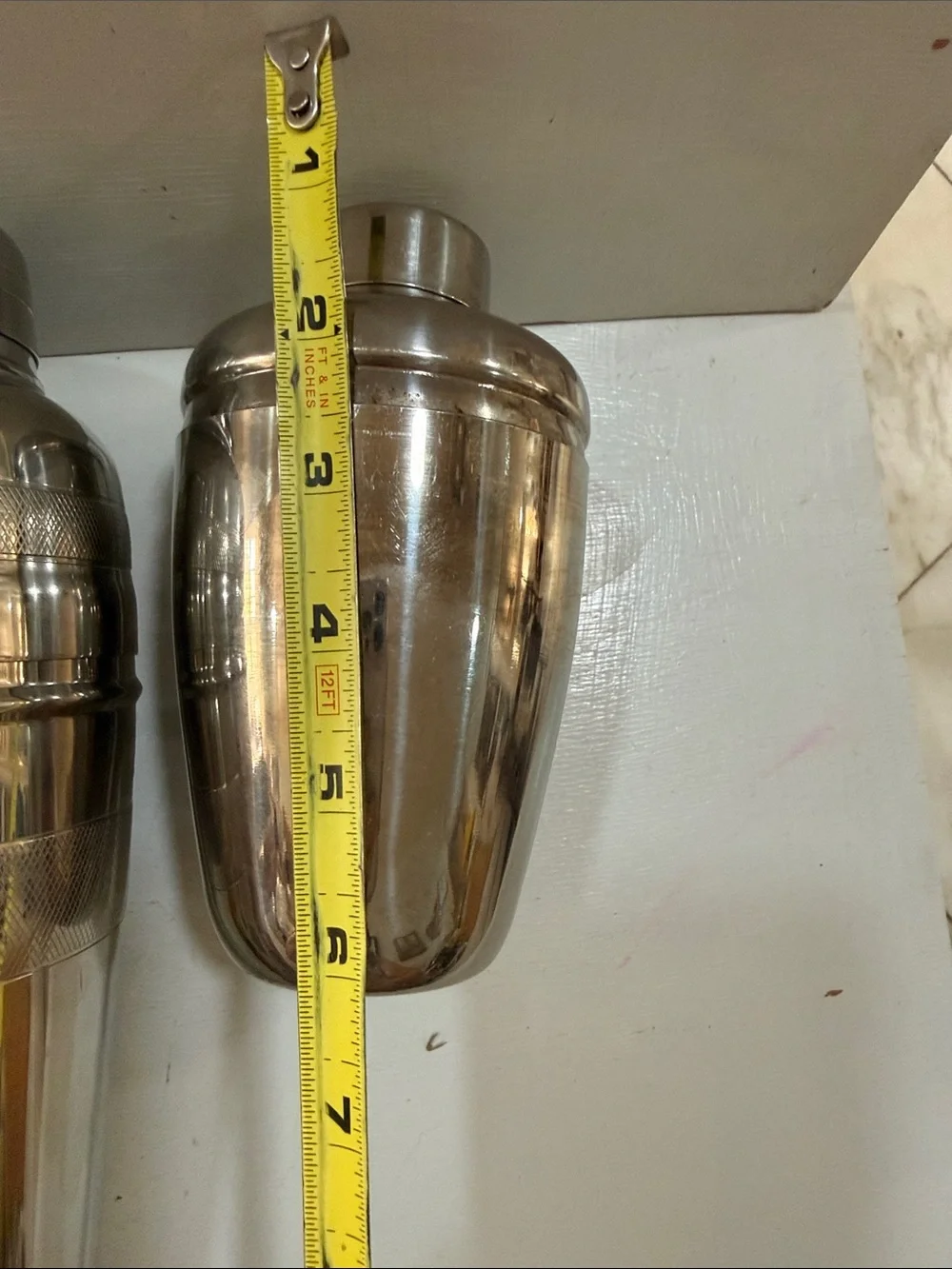 5 Total 1990’s Vintage Stainless Steel Cocktail Shaker Set Silver Bar Essentials
